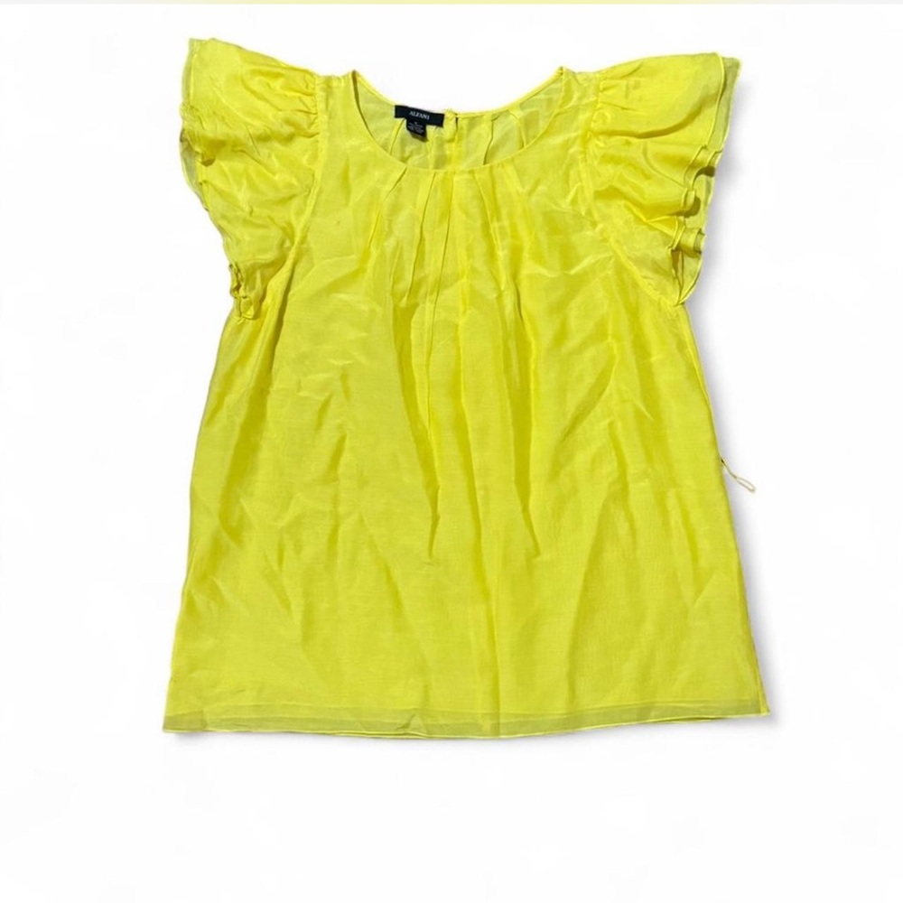 Alfani Bright Yellow Ruffled Sleeve Blouse